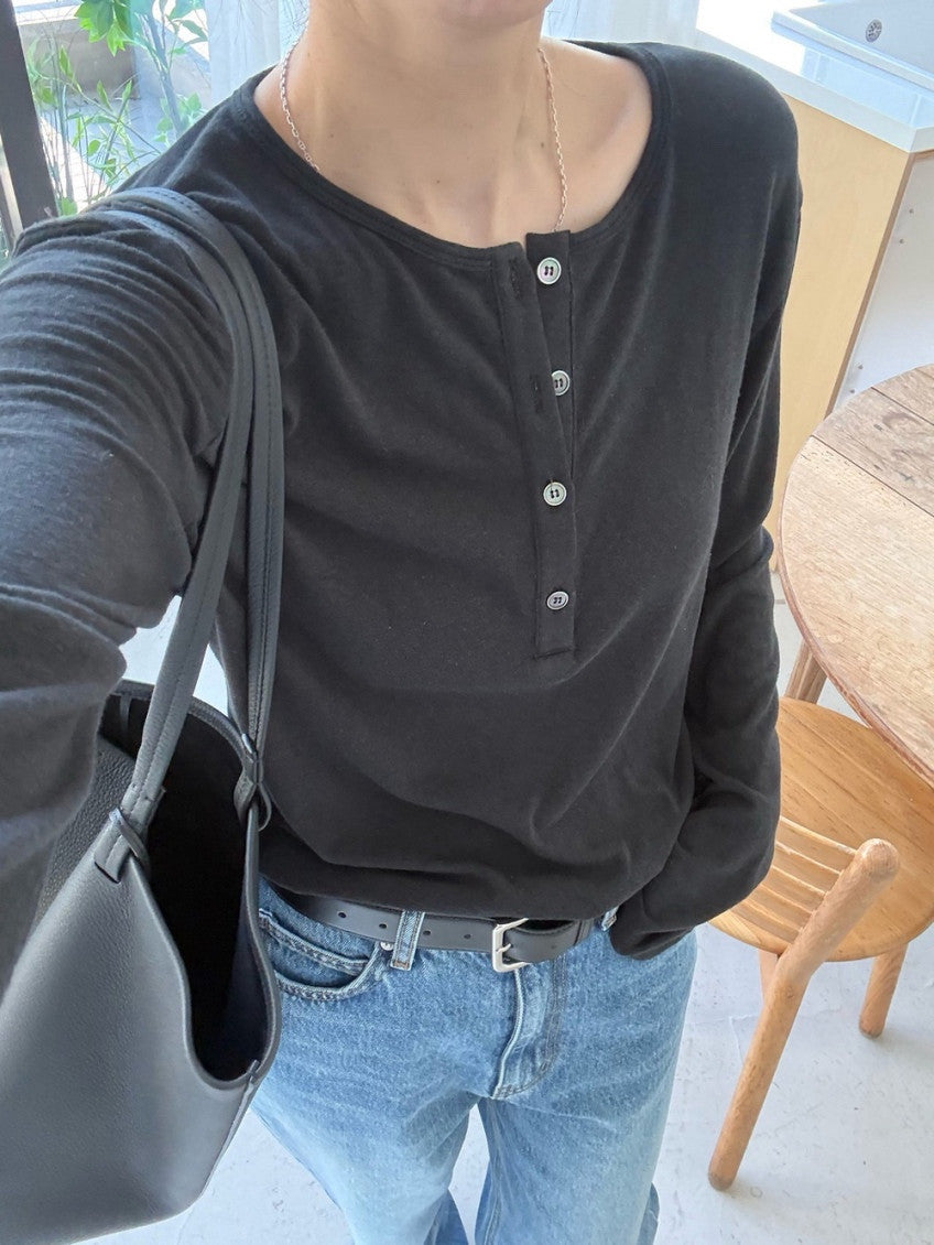 BASIC HENLEY T-SHIRT (3 Color)