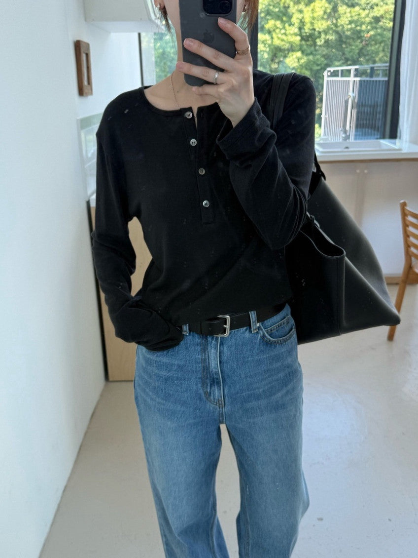 BASIC HENLEY T-SHIRT (3 Color)