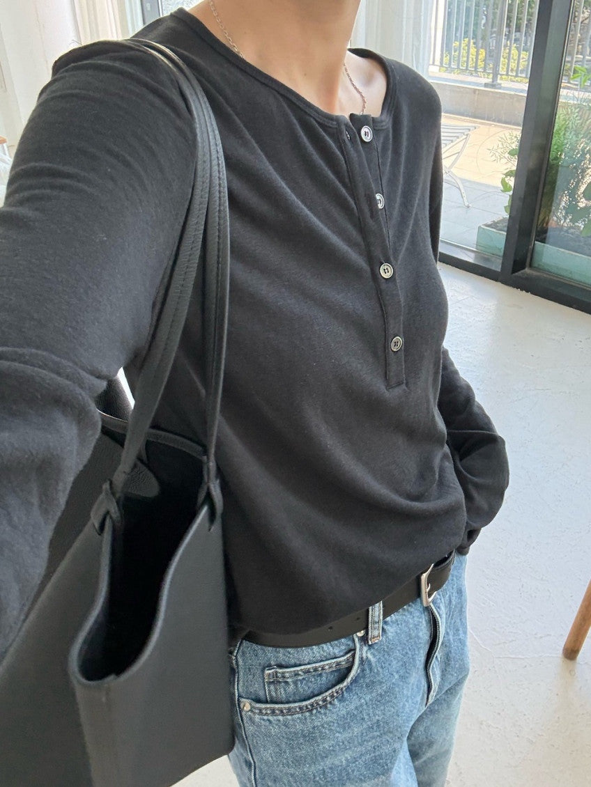 BASIC HENLEY T-SHIRT (3 Color)