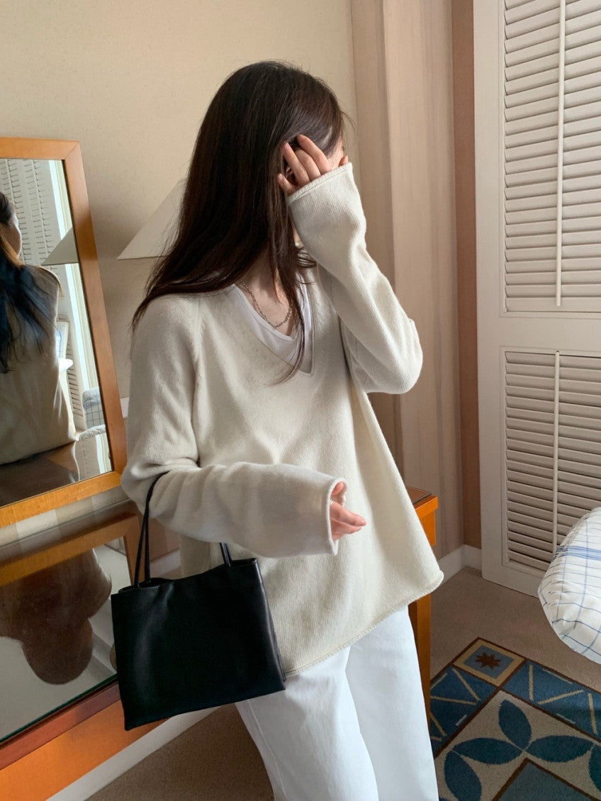 Elin V-Neck Cashmere Knit(3 Color)