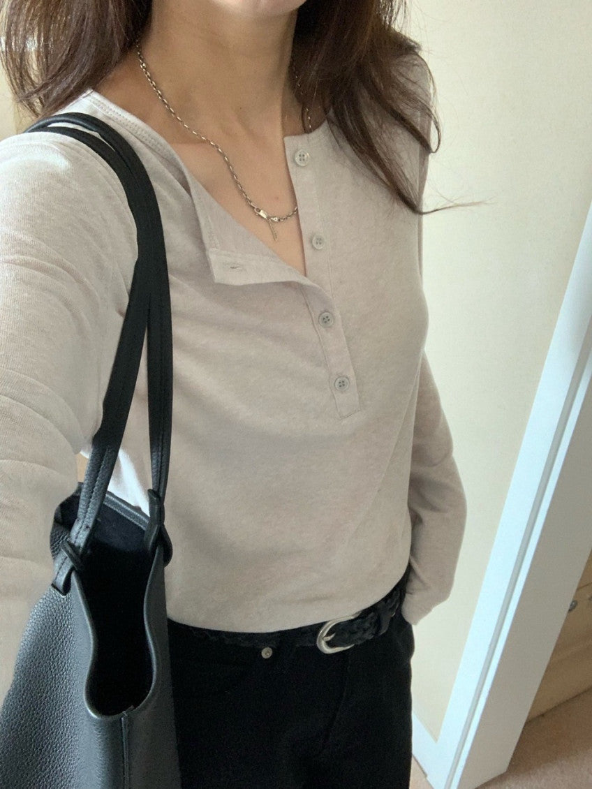 BASIC HENLEY T-SHIRT (3 Color)