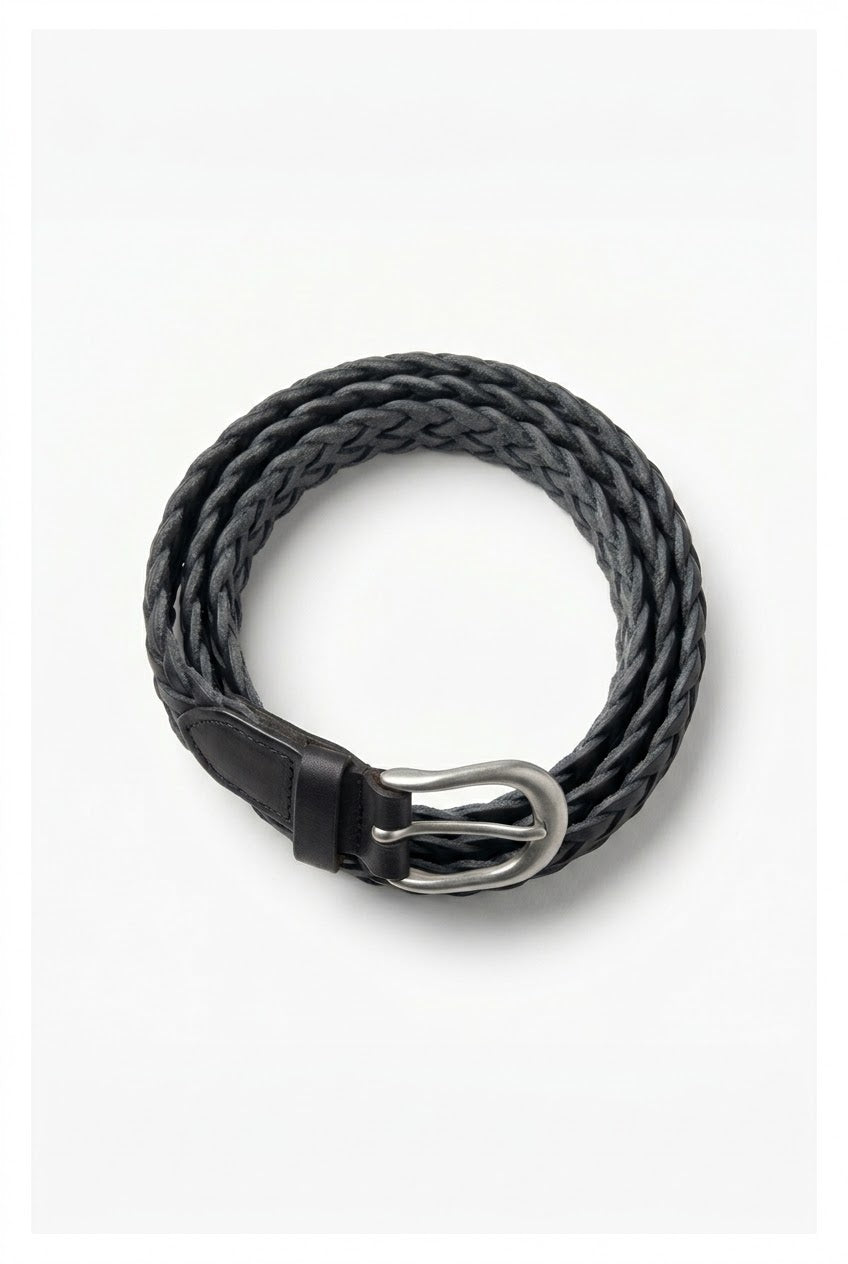 MESH LEATHER BELT (Black)