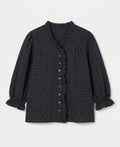 Frill Check Blouse (Brown)
